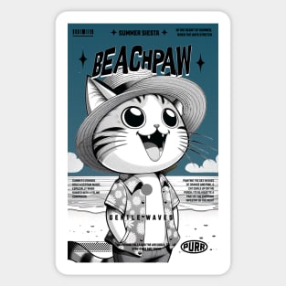 Beachpaw Summer Siesta Tee - Ultimate Sunny Days Cat Sticker